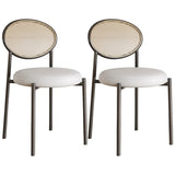 Round Faux Leather Upholstered Rattan Back Dining Chair Image - 31