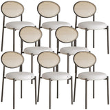 Round Faux Leather Upholstered Rattan Back Dining Chair Image - 34