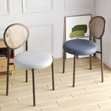 Round Faux Leather Upholstered Rattan Back Dining Chair Image - 3