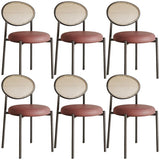 Round Faux Leather Upholstered Rattan Back Dining Chair Image - 37