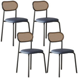 Round Faux Leather Upholstered Rattan Back Dining Chair Image - 40