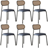 Round Faux Leather Upholstered Rattan Back Dining Chair Image - 41