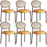 Round Faux Leather Upholstered Rattan Back Dining Chair Image - 49