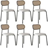 Round Faux Leather Upholstered Rattan Back Dining Chair Image - 57
