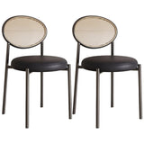 Round Faux Leather Upholstered Rattan Back Dining Chair Image - 59