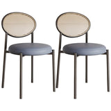 Round Faux Leather Upholstered Rattan Back Dining Chair Image - 67