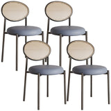Round Faux Leather Upholstered Rattan Back Dining Chair Image - 68