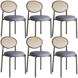 Round Faux Leather Upholstered Rattan Back Dining Chair Image - 69