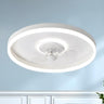 Round Flush Mount Modern Ceiling Fan with LED Light Image - 2