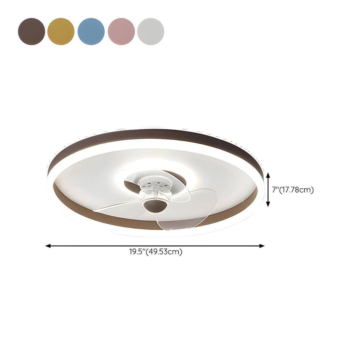 Round Flush Mount Modern Ceiling Fan with LED Light 