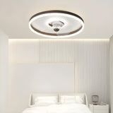 Round Flush Mount Modern Ceiling Fan with LED Light Image - 4