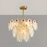Round Glass Shell Tiered Red Dining Room Chandelier Image - 22