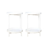 Round Iron Black Tray Top Storage Side Table with Shelf Image - 17