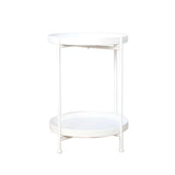 Round Iron Black Tray Top Storage Side Table with Shelf Image - 5