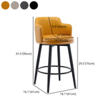 Round Leather Backrest Arm Black Iron Base Bar Stool Image - 36