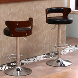 Round Leather Seat Adjustable Pedestal Swivel Bar Stool Image - 13