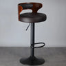 Round Leather Seat Adjustable Pedestal Swivel Bar Stool Image - 16