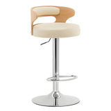 Round Leather Seat Adjustable Pedestal Swivel Bar Stool Image - 17