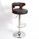 Round Leather Seat Adjustable Pedestal Swivel Bar Stool Image - 18