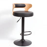 Round Leather Seat Adjustable Pedestal Swivel Bar Stool Image - 2