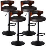 Round Leather Seat Adjustable Pedestal Swivel Bar Stool Image - 24