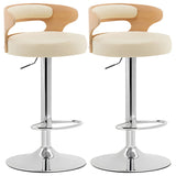 Round Leather Seat Adjustable Pedestal Swivel Bar Stool Image - 29