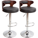 Round Leather Seat Adjustable Pedestal Swivel Bar Stool Image - 32