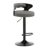 Round Leather Seat Adjustable Pedestal Swivel Bar Stool Image - 6