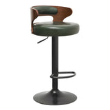 Round Leather Seat Adjustable Pedestal Swivel Bar Stool Image - 7