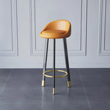 Round Leather Seat Tripod Steel Bar Stools Image - 1
