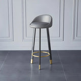Round Leather Seat Tripod Steel Bar Stools Image - 2