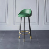 Round Leather Seat Tripod Steel Bar Stools Image - 3
