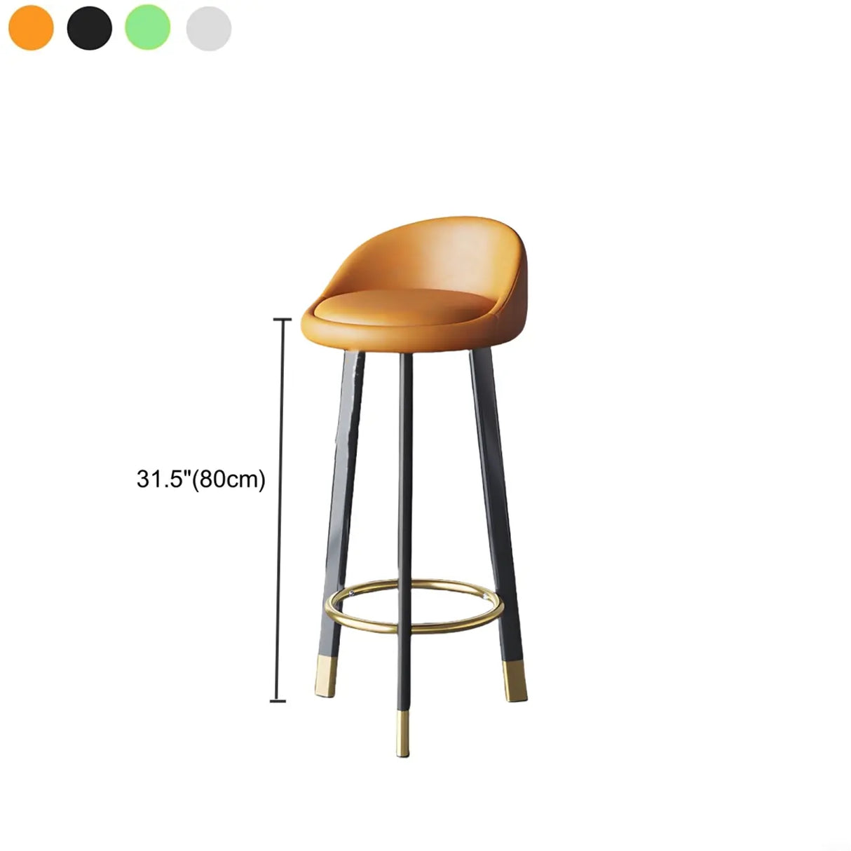 Round Leather Seat Tripod Steel Bar Stools 