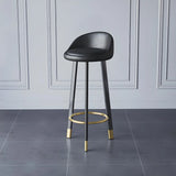 Round Leather Seat Tripod Steel Bar Stools Image - 5