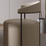 Round Leather Seating Curved Back Dining Chair Nude Image - 10