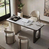 Round Leather Seating Curved Back Dining Chair Nude Image - 6
