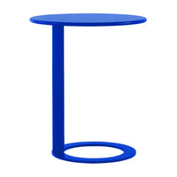 Round Metal White Pedestal Accent C-Shaped Side Table