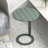 Round Metal White Pedestal Accent C-Shaped Side Table Image - 9