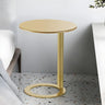 Round Metal White Pedestal Accent C-Shaped Side Table Image - 10