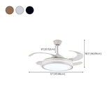 Round Modern 4 Clear Blade LED Ceiling Fan with Light #size
