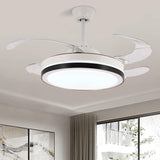 Round Modern 4 Clear Blade LED Ceiling Fan with Light Image - 4