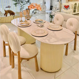 Round Off-White King Louis Back Wood Dining Chairs Image - 3