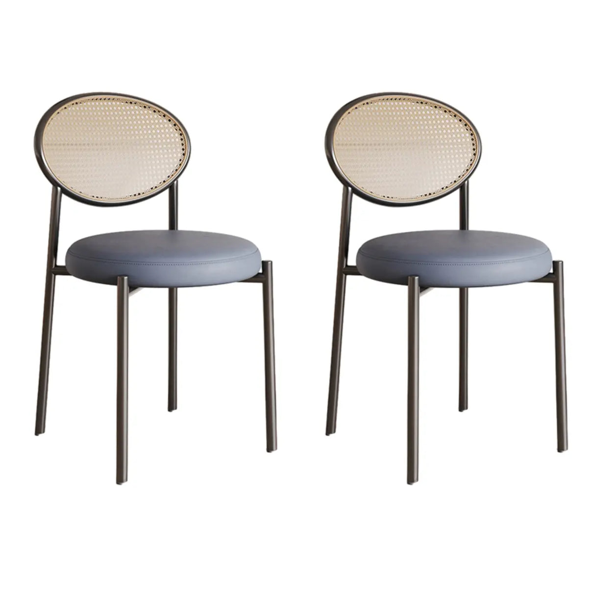 Round Open Back Leather Armless Dining Chair Orange Image - 14