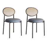 Round Open Back Leather Armless Dining Chair Orange Image - 14