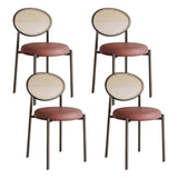 Round Open Back Leather Armless Dining Chair Orange Image - 24