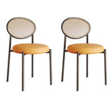 Round Open Back Leather Armless Dining Chair Orange Image - 33