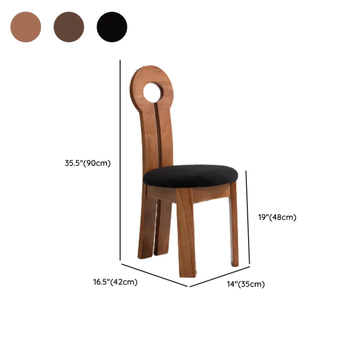 Round Sherpa Wood Labasu Armless Dining Chair Black 