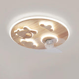 Round Solid Wood Clear 3 Blades Ceiling Fan with Light Image - 6