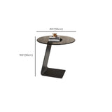 Round Standard Black C-Shape Marble Chairside Table Image - 21