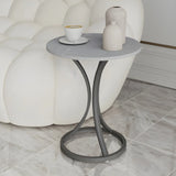 Round Stone Top Gold Metal Standard Height End Table Image - 4